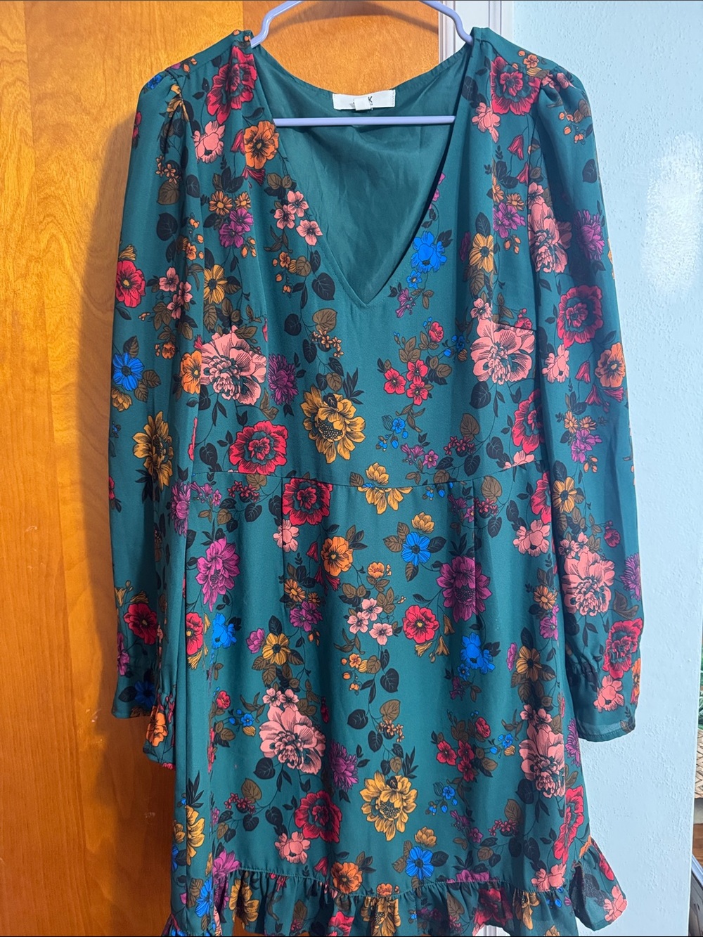 Jack by BB Dakota Teal Green V-Neck Dress